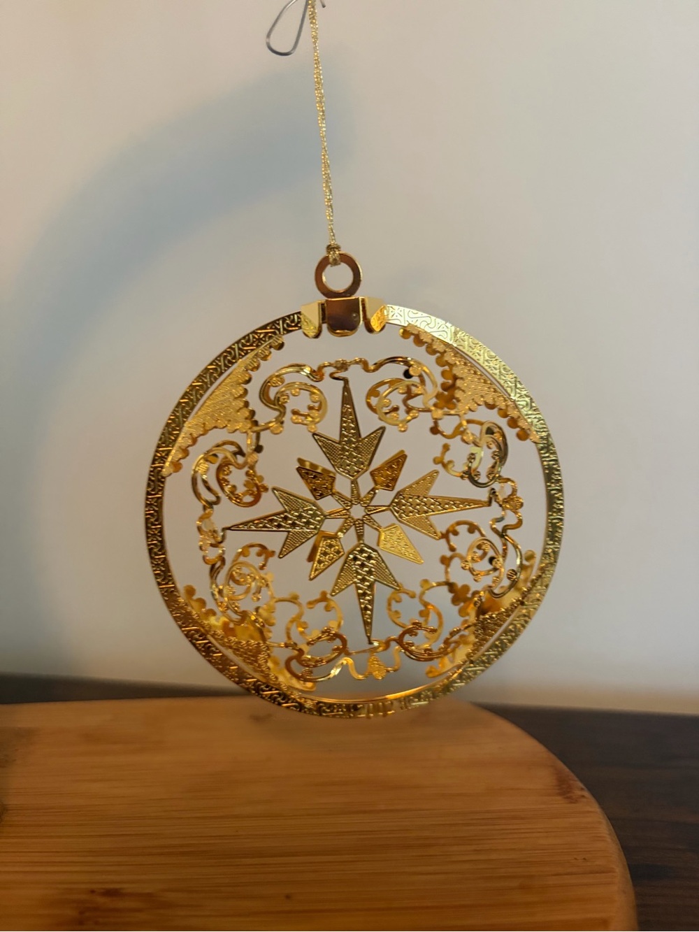 Gold Plated Star Holiday Ornament - Decorative Hanging Accent